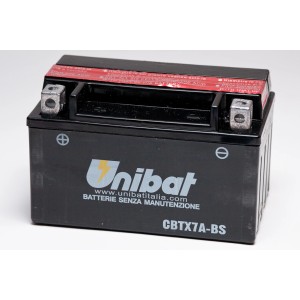 Batteria moto Unibat CBTX7A-BS per impianto elettrico auto.