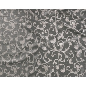 Tessuto grigio con motivo floreale per tende o tessuti decorativi.