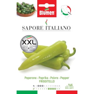 Confezione di semi di peperone Friggitello t.b.t. per la coltivazione di ortaggi in giardino.