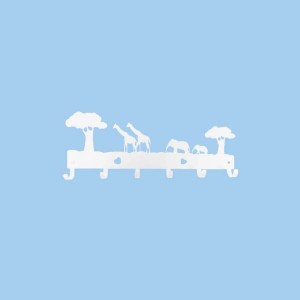 t.b.t. Organizer armadio con motivo africano: giraffe, elefanti e alberi.
