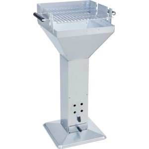 Griglia a colonna a carbone con base in acciaio, 92x52x38,5cm, con griglia cromata e cassetto cenere.