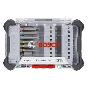 Set di inserti per avvitatori Bosch Extra Hard, 43 pezzi in custodia trasparente.