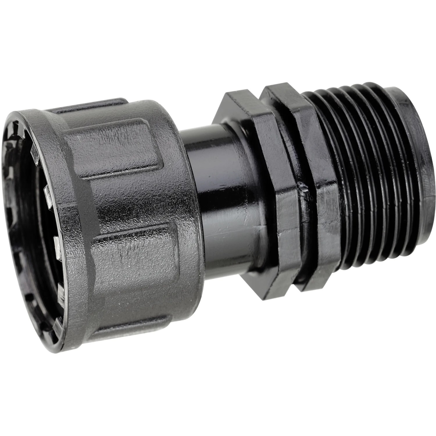 Raccordo nero per irrigazione interrata.