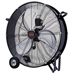 Ventilatore nero t.b.t. con ruote.