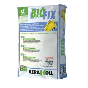 Sacco di colla per piastrelle Biofix di Kerakoll, adesivo minerale per piastrelle.