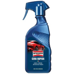 Flacone spray blu di cera rapida per auto Arexons per la cura dell'auto.