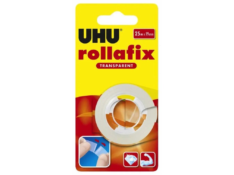 Nastro Adesivo UHU Rollafix Classic - 50 Mm X 50 M, Confezione Da 3, Silenzioso E Senza Solventi - Foto 4