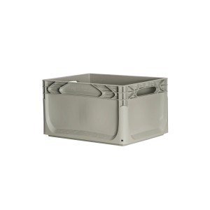 Contenitore/scatola in plastica grigia t.b.t., ideale per lo stoccaggio e l'organizzazione.