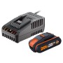 Batteria Worx 20V 2Ah con caricabatterie per utensili PowerShare.
