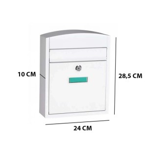 Cassetta postale acciaio chiavi incluse 24x10x28,5 cm bianco opaco