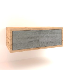 t.b.t. mobile bagno sospeso con cornice in legno e frontale grigio.