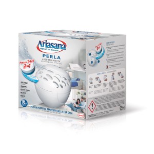 Deumidificatore Ariasana Perla nella confezione. Aiuta contro umidità e odori.