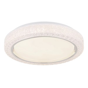Plafoniera LED bianca t.b.t. con motivo decorativo sul bordo.