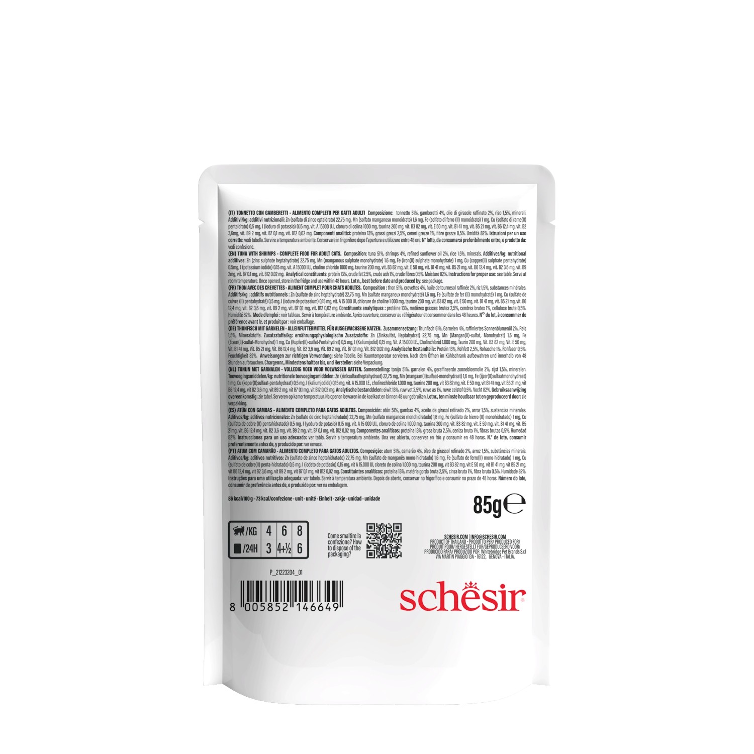 Cibo umido per gatto Schesir Tonnetto con gamberetti busta 85 g_3