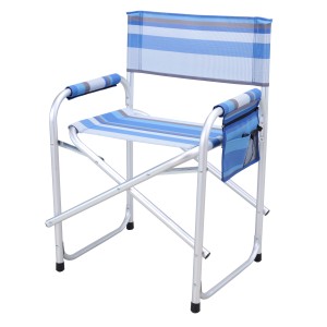 Sedia da regista a righe per giardino/campeggio con tasca laterale.