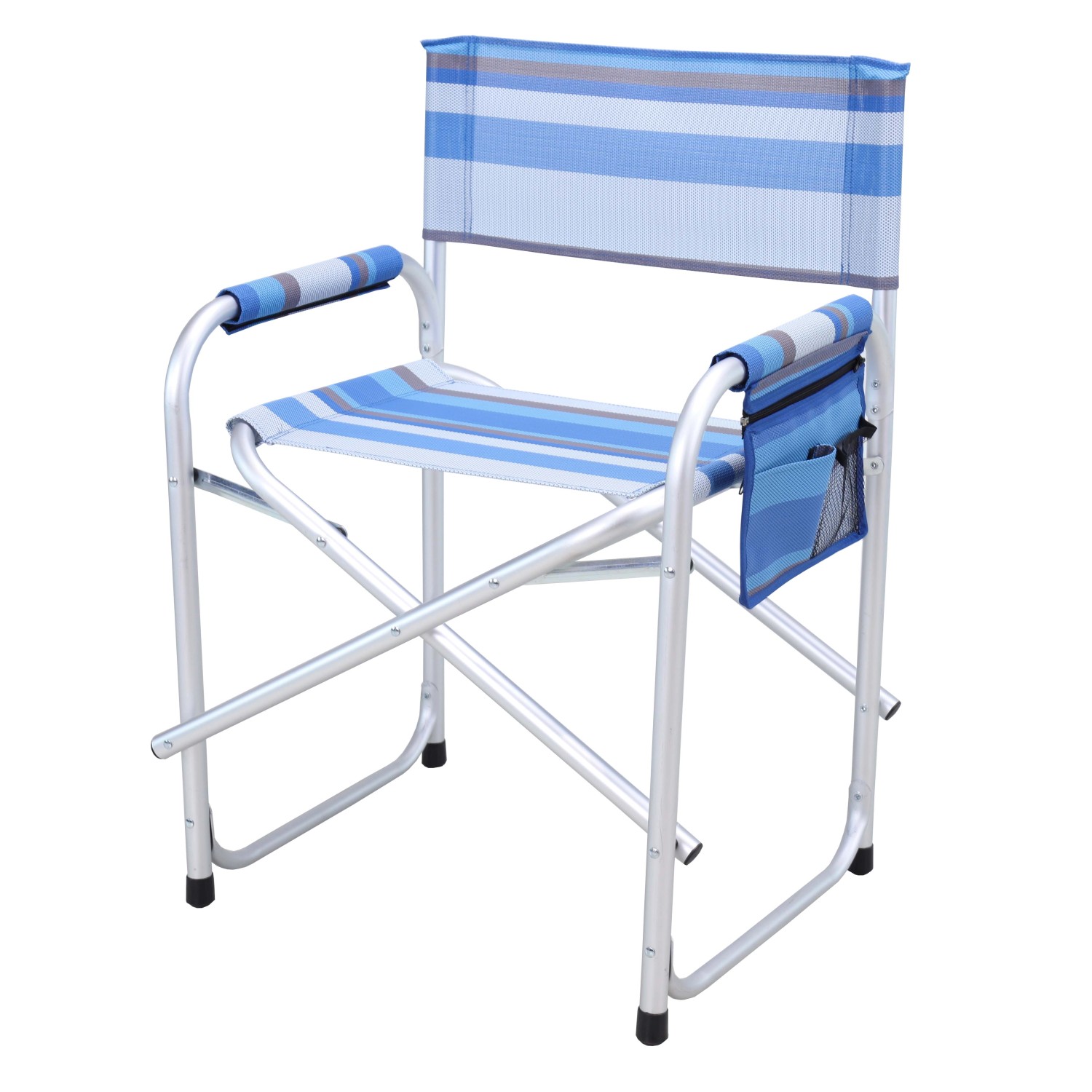 Sedia da giardino regista pieghevole in alluminio e textilene blu