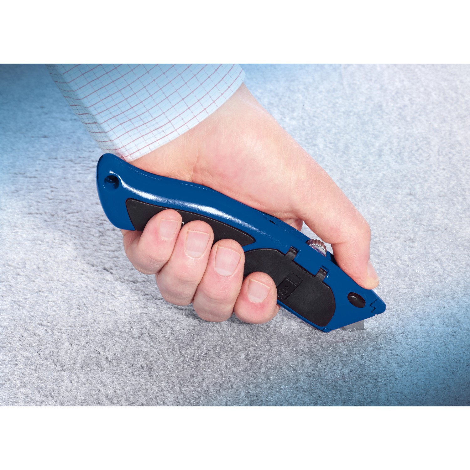 Mano taglia moquette con cutter universale LUX Comfort blu 60 mm.