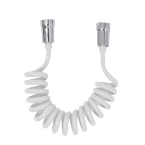 Tubo flessibile a spirale bianco con connettori cromati.