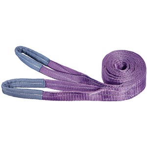 Fascia di sollevamento viola t.b.t. per barca e yacht, arrotolata e con estremità ad anello.