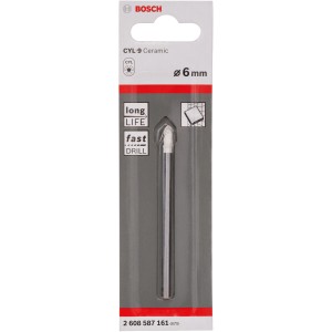 Punta per piastrelle Bosch CYL-9 Ceramic, 6 mm, per fori precisi.