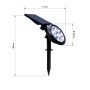 Lampada solare nera con picchetto e dimensioni (38x17x12cm) per illuminazione decorativa.