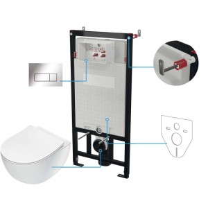 Set WC murale Artemides 6 in 1 bianco - cromo