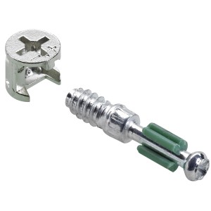 Connettore per mobili Hettich Rastex 12/20 mm, composto da tassello e alloggiamento.