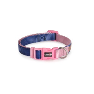 Collare per cani, blu/rosa, con chiusura rosa per cani di piccola taglia.