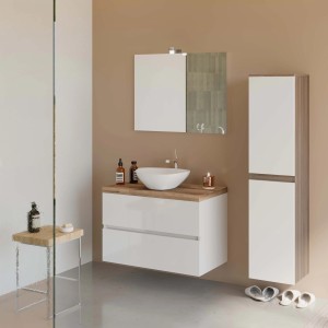 Mobile bagno colonna sospesa 136x31,5x33,5 cm bianco lucido