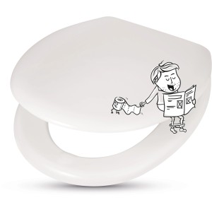 Sedile WC bianco Copala di baliv con anima in legno e motivo cartoon.