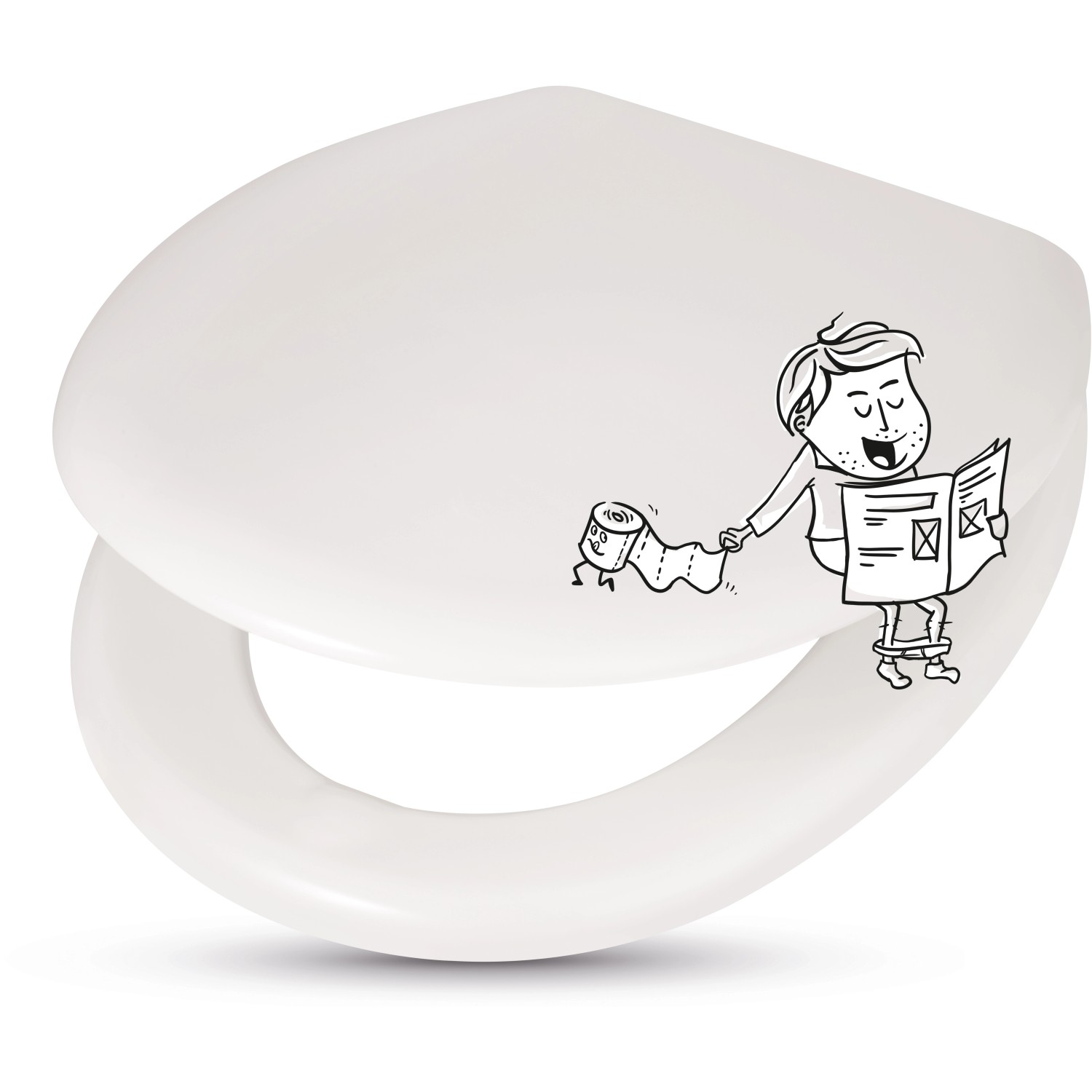 Sedile WC bianco Copala di baliv con anima in legno e motivo cartoon.