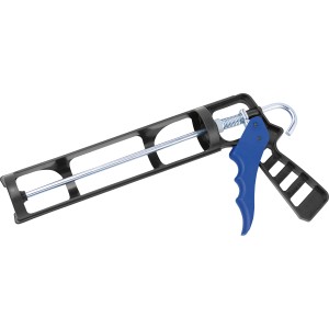 Pistola per cartucce LUX in plastica con manico blu e asta metallica.