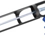Pistola per cartucce LUX in plastica con manico blu e asta metallica.