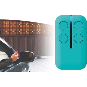 Telecomando turchese per apriporta garage, 4 pulsanti.