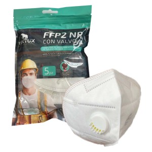 t.b.t. Mascherina FFP2 con valvola, confezione da 5, maschera di protezione bianca.