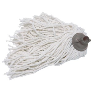 Testa di scopa bianca per attrezzature di pulizia.