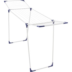 Stendibiancheria Leifheit Classic 180 Solid, bianco/blu, con ali pieghevoli.