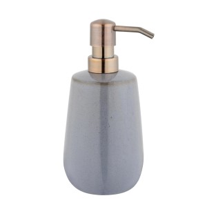 Dispenser sapone Wenko Sirmione in ceramica grigia con pompa color rame, 430 ml.
