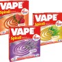 Vape Spirali Antizanzare: 3 confezioni con profumi di geranio, citronella e lavanda.