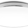 Plafoniera LED bianca Brilo Malbona, Ø 35,5 cm, con bordo cromato. Resistente agli spruzzi.