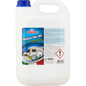 Tanica di detergente Akqua blu WC, 5000 ml, per WC da campeggio.