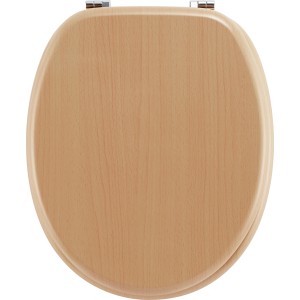 Sedile WC Baliv Moros, faggio chiaro, anima in legno MDF, coperchio WC effetto legno.