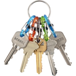 Nite Ize KeyRing Locker con 5 S-Biner MicroLocks colorati e chiavi.