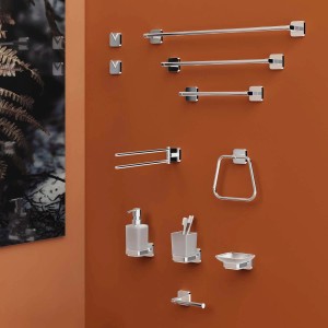 Set accessori bagno t.b.t.: Porta asciugamani, dispenser sapone, portaspazzolino, porta carta igienica.