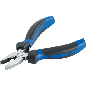 Pinza combinata LUX, 120 mm, con manici blu e neri per afferrare, piegare, tagliare e avvitare.