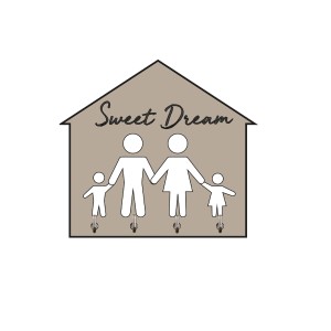 Ganci adesivi t.b.t. con design famiglia "Sweet Dream" per cameretta.