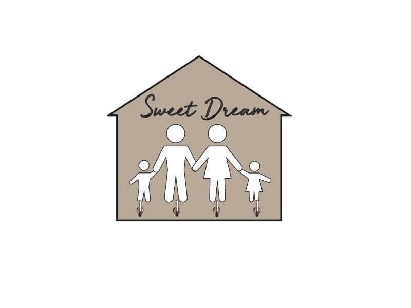 Gancio adesivo in mdf con frase sweet dreams 10 x 11 x 0,6 cm