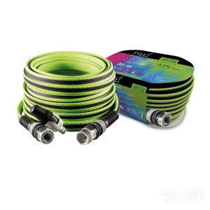 Tubo per irrigazione t.b.t. con accessori, arrotolato e confezionato.