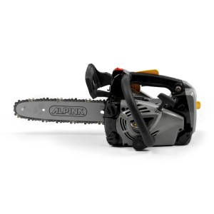 Motosega t.b.t. grigia di Alpina, vista laterale.