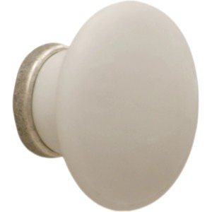 Pomello per mobili t.b.t., bianco crema, forma rotonda. Ideale per armadi e cassetti.